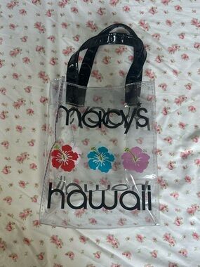 Macy's Hawaii Clear PVC Tote with Floral Accents Rare